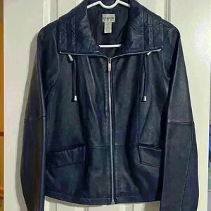 Chico’s genuine leather jacket coat blue leather soft size 0 small/medium